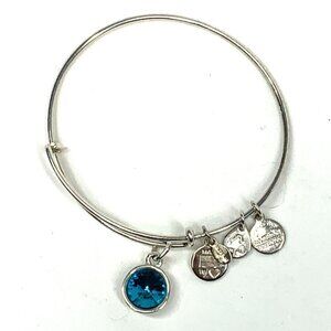 Alex and Ani Blue Zircon December Birthstone Charm Bracelet 2"- 3.5"
